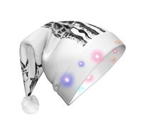 JEJEA African Giraffe Print Santa Hat Adult Led, Christmas Hat With Lights For Women And Men New Year Party Supplies