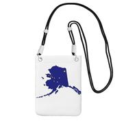 JEJEA Alaska State Flag Map Print Crossbody Phone Bag For Women Men, Adjustable Strap Phone Purse, For Travel Shopping