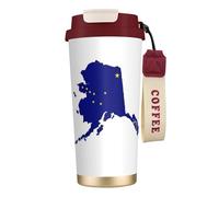 JEJEA Alaska State Flag Map Print Stainless Steel Insulated Mugs, Double Wall Coffee Cups, Coffee Travel Mug for Home Office
