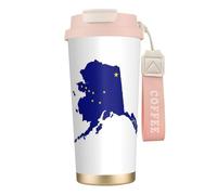 JEJEA Alaska State Flag Map Print Stainless Steel Insulated Mugs, Double Wall Coffee Cups, Coffee Travel Mug for Home Office