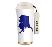 JEJEA Alaska State Flag Map Print Stainless Steel Insulated Mugs, Double Wall Coffee Cups, Coffee Travel Mug for Home Office