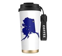 JEJEA Alaska State Flag Map Print Stainless Steel Insulated Mugs, Double Wall Coffee Cups, Coffee Travel Mug for Home Office