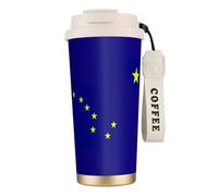 JEJEA Alaska State Flag Print Stainless Steel Insulated Mugs, Double Wall Coffee Cups, Coffee Travel Mug for Home Office