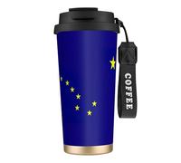JEJEA Alaska State Flag Print Stainless Steel Insulated Mugs, Double Wall Coffee Cups, Coffee Travel Mug for Home Office