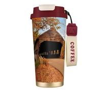 JEJEA Albany Covered Bridge Print Stainless Steel Insulated Mugs, Double Wall Coffee Cups, Coffee Travel Mug for Home Office