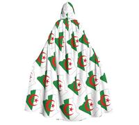 JEJEA Algeria Flag Map print Halloween Hooded Cloak Cape Unisex for Cosplay, Christmas Party Favors Witchy Outfits