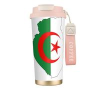JEJEA Algeria Flag Map Print Stainless Steel Insulated Mugs, Double Wall Coffee Cups, Coffee Travel Mug for Home Office