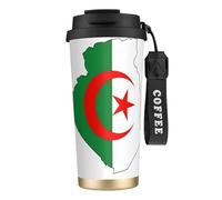 JEJEA Algeria Flag Map Print Stainless Steel Insulated Mugs, Double Wall Coffee Cups, Coffee Travel Mug for Home Office