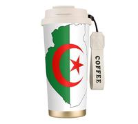 JEJEA Algeria Flag Map Print Stainless Steel Insulated Mugs, Double Wall Coffee Cups, Coffee Travel Mug for Home Office