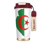 JEJEA Algeria Flag Map Print Stainless Steel Insulated Mugs, Double Wall Coffee Cups, Coffee Travel Mug for Home Office