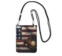 JEJEA American Flag Baseball Print Crossbody Phone Bag For Women Men, Adjustable Strap Phone Purse, For Travel Shopping