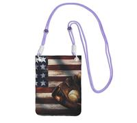 JEJEA American Flag Baseball Print Crossbody Phone Bag For Women Men, Adjustable Strap Phone Purse, For Travel Shopping