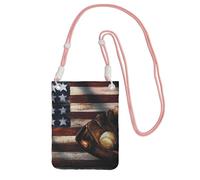JEJEA American Flag Baseball Print Crossbody Phone Bag For Women Men, Adjustable Strap Phone Purse, For Travel Shopping