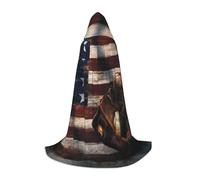 JEJEA American Flag Baseball Print Halloween Cosplay Christmas Party Outfits Hooded Wizard Robe Halloween Cloak Medieval Renaissance