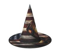 JEJEA American Flag Baseball Print Women'S Large Witch Hat Witch Hat Witches Hats Halloween Cosplay Party Accessory