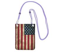 JEJEA American Flag Print Crossbody Phone Bag For Women Men, Adjustable Strap Phone Purse, For Travel Shopping