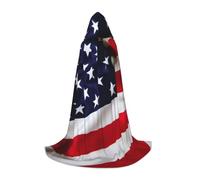 JEJEA American Flag Print Halloween Cosplay Christmas Party Outfits Hooded Wizard Robe Halloween Cloak Medieval Renaissance