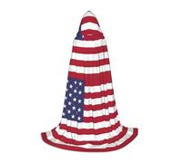 JEJEA American Flag Print Halloween Cosplay Christmas Party Outfits Hooded Wizard Robe Halloween Cloak Medieval Renaissance