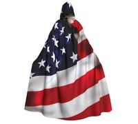 JEJEA American Flag print Halloween Hooded Cloak Cape Unisex for Cosplay, Christmas Party Favors Witchy Outfits
