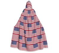 JEJEA American flag print Halloween Hooded Cloak Cape Unisex for Cosplay, Christmas Party Favors Witchy Outfits