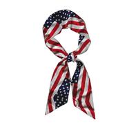 JEJEA American Flag Print Silky Neck Scarf, Fashion Silky Satin Headscarf For Women, Lightweight Silk Graceful Scarfs