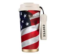 JEJEA American Flag Print Stainless Steel Insulated Mugs, Double Wall Coffee Cups, Coffee Travel Mug for Home Office