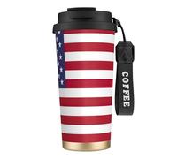 JEJEA American Flag Print Stainless Steel Insulated Mugs, Double Wall Coffee Cups, Coffee Travel Mug for Home Office