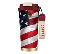 JEJEA American Flag Print Stainless Steel Insulated Mugs, Double Wall Coffee Cups, Coffee Travel Mug for Home Office