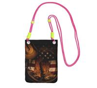 JEJEA American Flag With Cowboy Boots Print Crossbody Phone Bag For Women Men, Adjustable Strap Phone Purse, For Travel Shopping