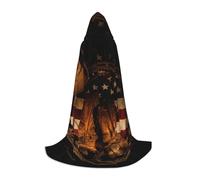 JEJEA American Flag With Cowboy Boots Print Halloween Cosplay Christmas Party Outfits Hooded Wizard Robe Halloween Cloak Medieval Renaissance