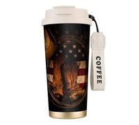 JEJEA American Flag with Cowboy Boots Print Stainless Steel Insulated Mugs, Double Wall Coffee Cups, Coffee Travel Mug for Home Office