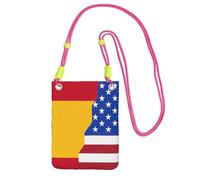JEJEA American Spain Flag Print Crossbody Phone Bag For Women Men, Adjustable Strap Phone Purse, For Travel Shopping