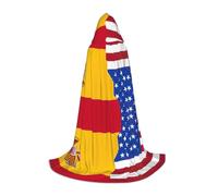 JEJEA American Spain Flag Print Halloween Cosplay Christmas Party Outfits Hooded Wizard Robe Halloween Cloak Medieval Renaissance