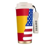 JEJEA American Spain Flag Print Stainless Steel Insulated Mugs, Double Wall Coffee Cups, Coffee Travel Mug for Home Office