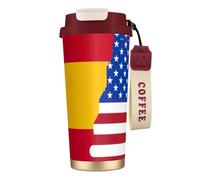 JEJEA American Spain Flag Print Stainless Steel Insulated Mugs, Double Wall Coffee Cups, Coffee Travel Mug for Home Office
