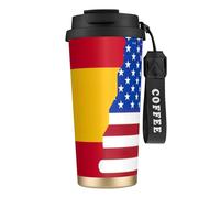JEJEA American Spain Flag Print Stainless Steel Insulated Mugs, Double Wall Coffee Cups, Coffee Travel Mug for Home Office