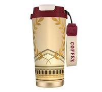 JEJEA Antique Building with Roman Olive Branch and Greek Print Stainless Steel Insulated Mugs, Double Wall Coffee Cups, Coffee Travel Mug for Home Office