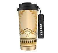 JEJEA Antique Building with Roman Olive Branch and Greek Print Stainless Steel Insulated Mugs, Double Wall Coffee Cups, Coffee Travel Mug for Home Office