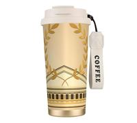 JEJEA Antique Building with Roman Olive Branch and Greek Print Stainless Steel Insulated Mugs, Double Wall Coffee Cups, Coffee Travel Mug for Home Office
