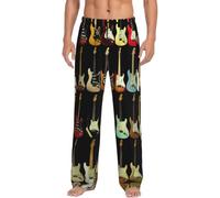 JEJEA Art Guitar Pattern print Mens Pajama Pants, Warm Lounge Pj Bottoms for Men with Pockets Drawstring Comfortable