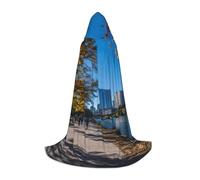 JEJEA Austin Texas Print Halloween Cosplay Christmas Party Outfits Hooded Wizard Robe Halloween Cloak Medieval Renaissance