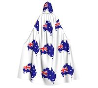 JEJEA Australian Flag Map print Halloween Hooded Cloak Cape Unisex for Cosplay, Christmas Party Favors Witchy Outfits