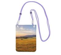 JEJEA Autumn Golden Grass Landscape Print Crossbody Phone Bag For Women Men, Adjustable Strap Phone Purse, For Travel Shopping