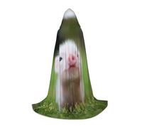 JEJEA Baby Pig Print Halloween Cosplay Christmas Party Outfits Hooded Wizard Robe Halloween Cloak Medieval Renaissance