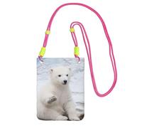 JEJEA Baby Polar Bear Print Crossbody Phone Bag For Women Men, Adjustable Strap Phone Purse, For Travel Shopping