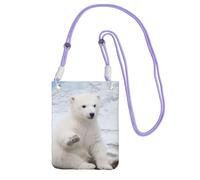 JEJEA Baby Polar Bear Print Crossbody Phone Bag For Women Men, Adjustable Strap Phone Purse, For Travel Shopping