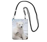 JEJEA Baby Polar Bear Print Crossbody Phone Bag For Women Men, Adjustable Strap Phone Purse, For Travel Shopping