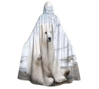 JEJEA Baby Polar Bear print Halloween Hooded Cloak Cape Unisex for Cosplay, Christmas Party Favors Witchy Outfits