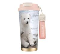 JEJEA Baby Polar Bear Print Stainless Steel Insulated Mugs, Double Wall Coffee Cups, Coffee Travel Mug for Home Office