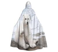 JEJEA Baby Polar Bear Print Witch Wizard Hooded Cloak, Adult Halloween Party Cape, For Witch Vampire Cosplay Costume